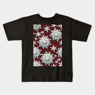 Christmas Seamless Pattern - Snowflakes on red #2.3 Kids T-Shirt